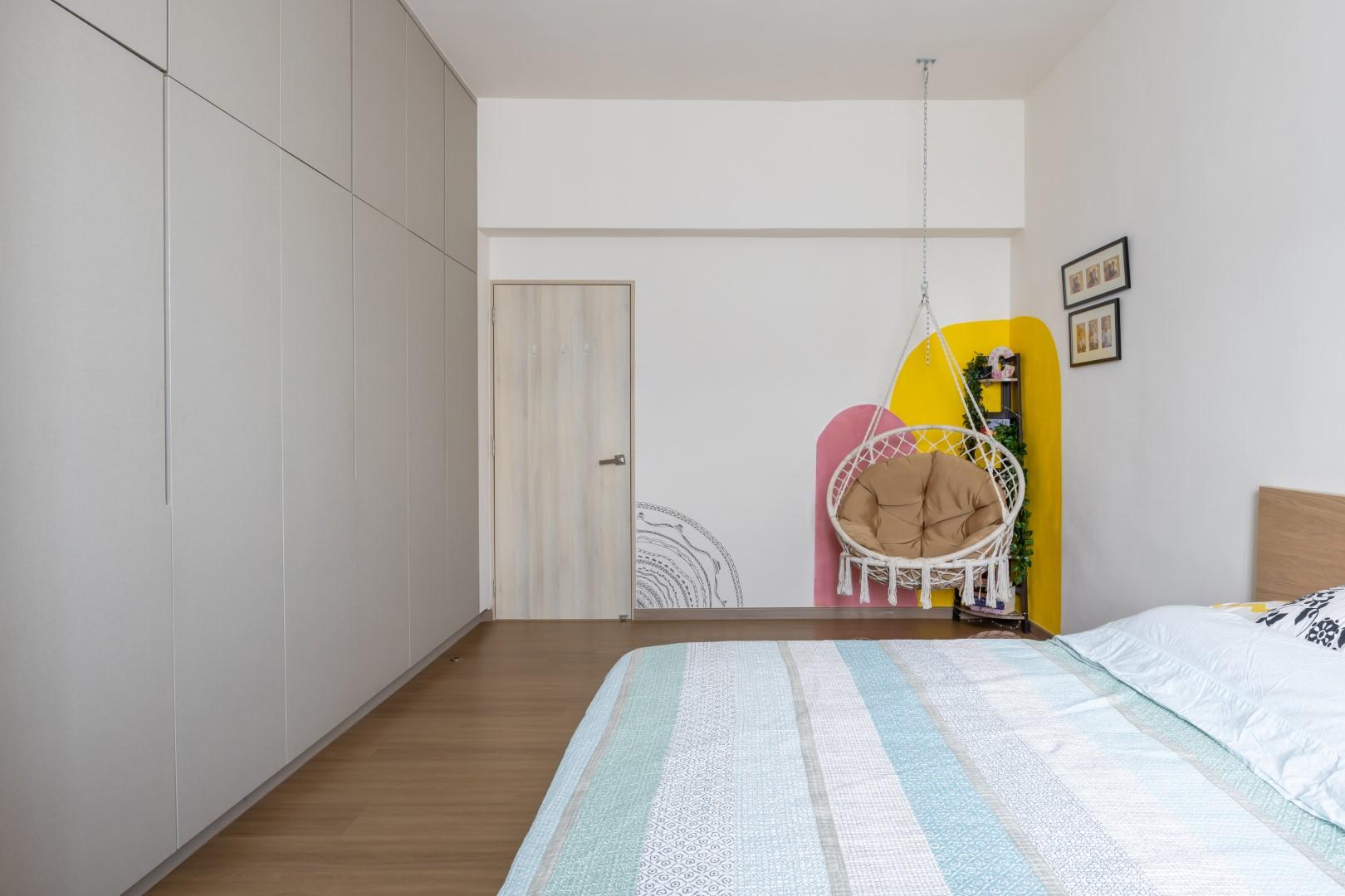 Asian Bedroom with Ceiling Light and Wardrobe