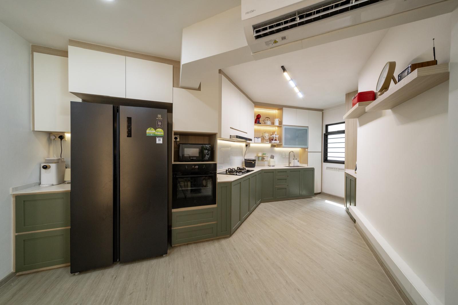 Scandinavian Kitchen with Countertop and Vinyl Flooring