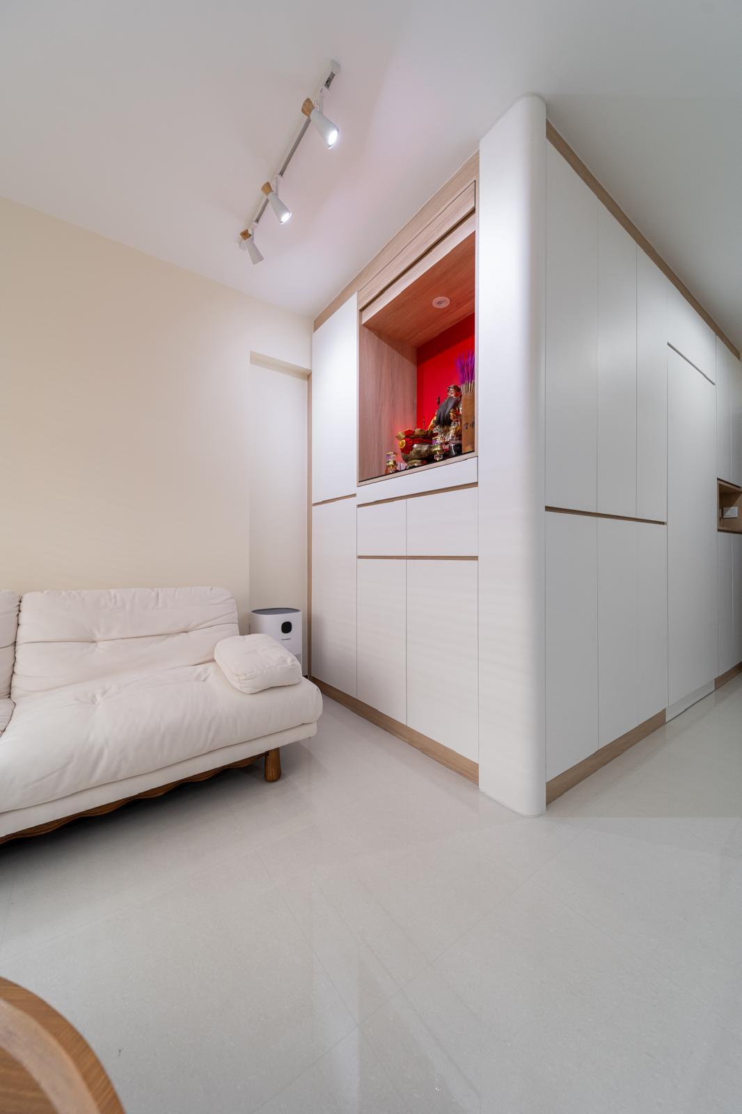 Contemporary Living Room with Homogeneous Tiles and Sofa