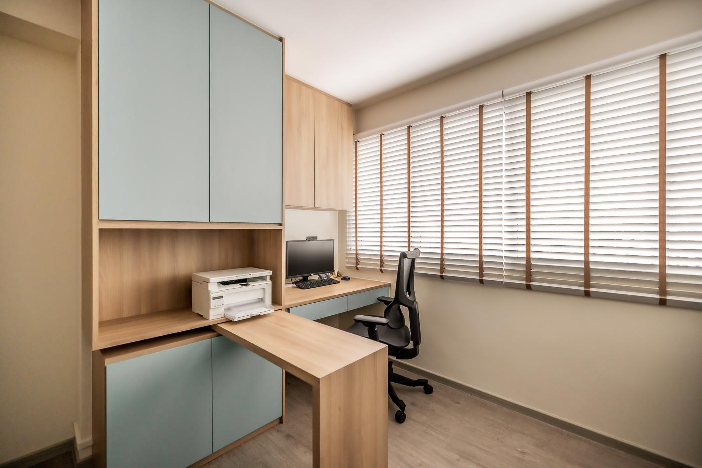 Modern Workstation with Storage Cabinets and Small Storage