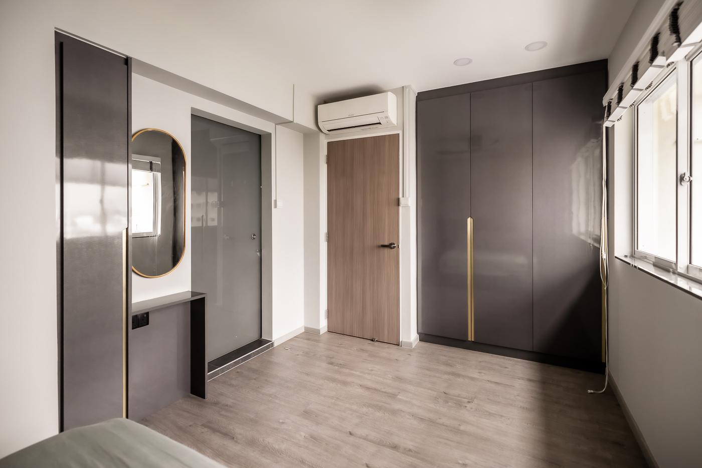 Modern Bedroom with Vinyl Flooring and Wood Flooring