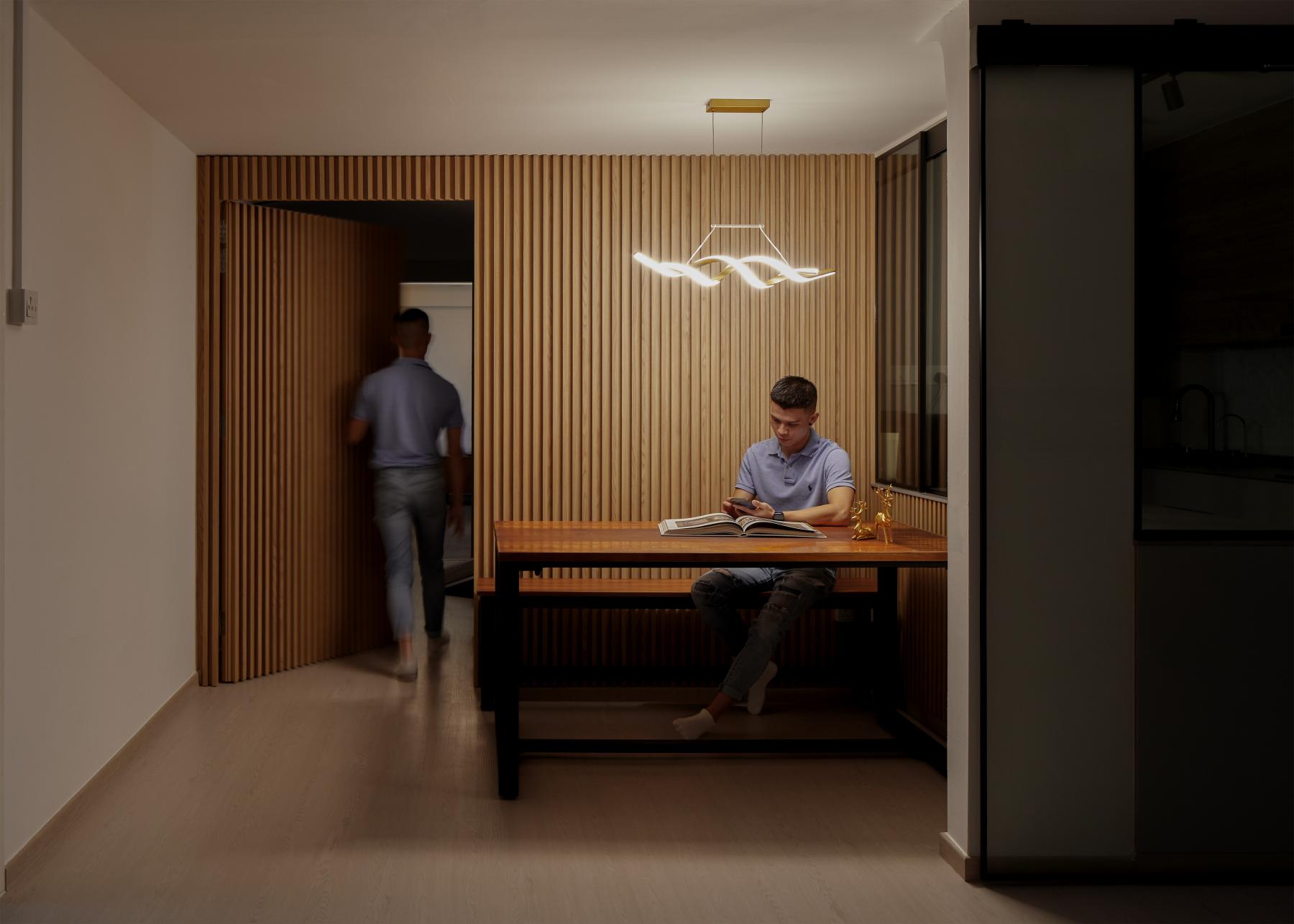 Contemporary Dining Room with Downlights and Dining Table
