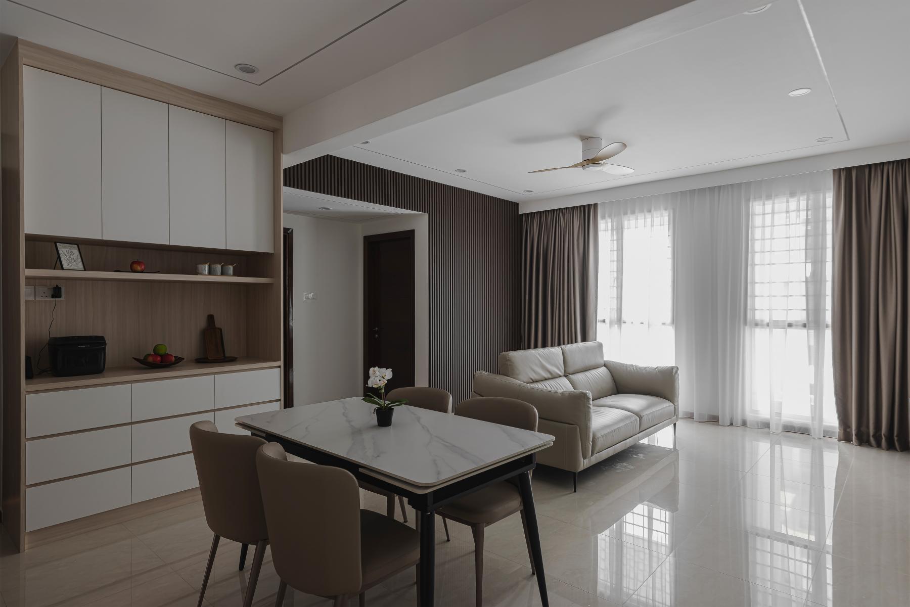 Contemporary Dining Room with Cove Lighting and Dining Table