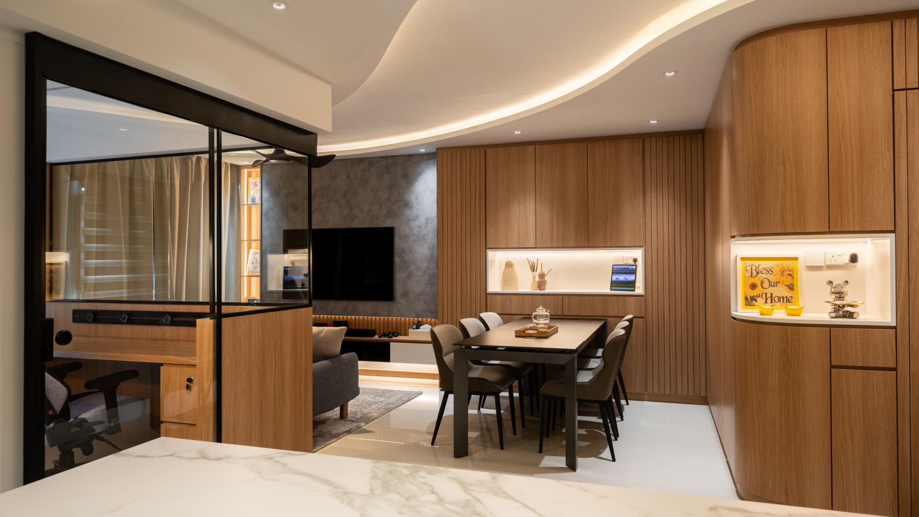 Contemporary Dining Room with Dining Table and Dining Chairs