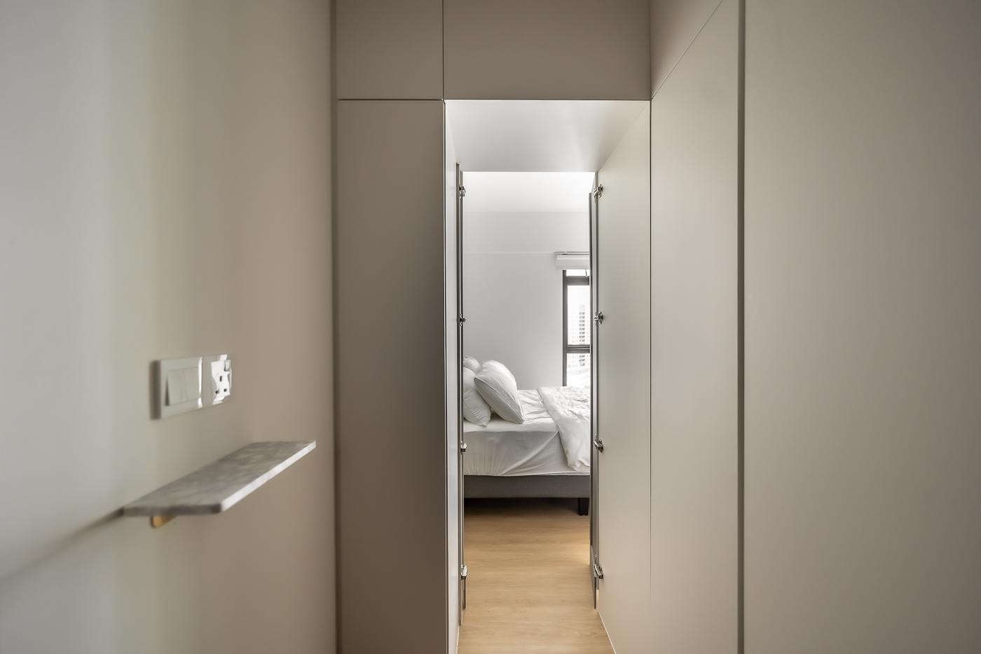 Scandinavian Bedroom with Vinyl Flooring and Wardrobe