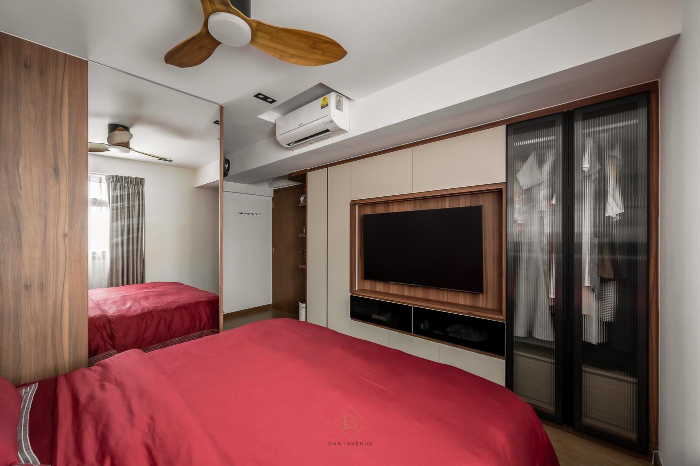 Modern Bedroom with Vinyl Flooring and Wardrobe