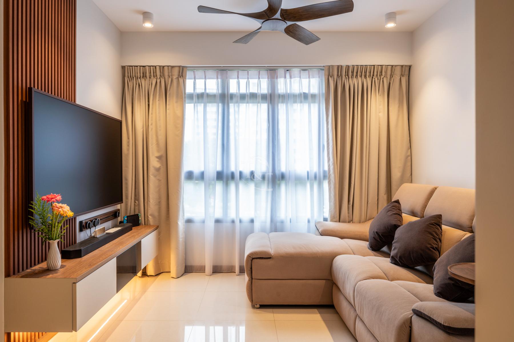 Modern Living Room with Settee and Homogeneous Tiles