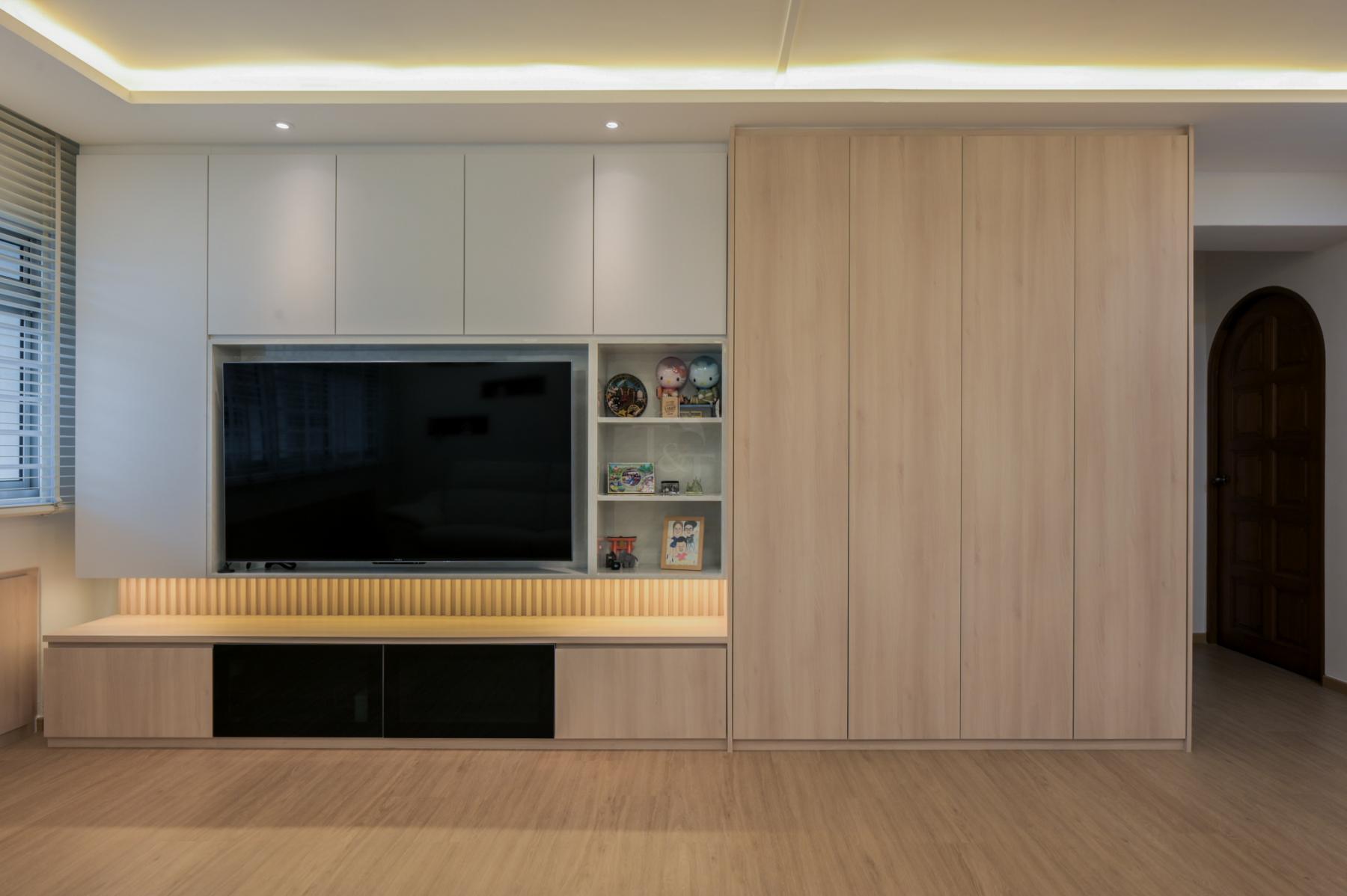 Modern Living Room with TV Console and Feature Wall
