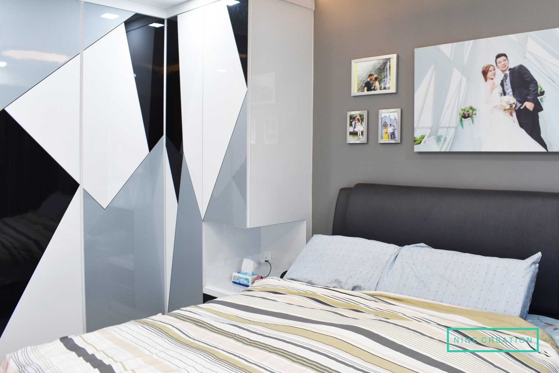 Modern Bedroom with Drop Ceiling and Wardrobe