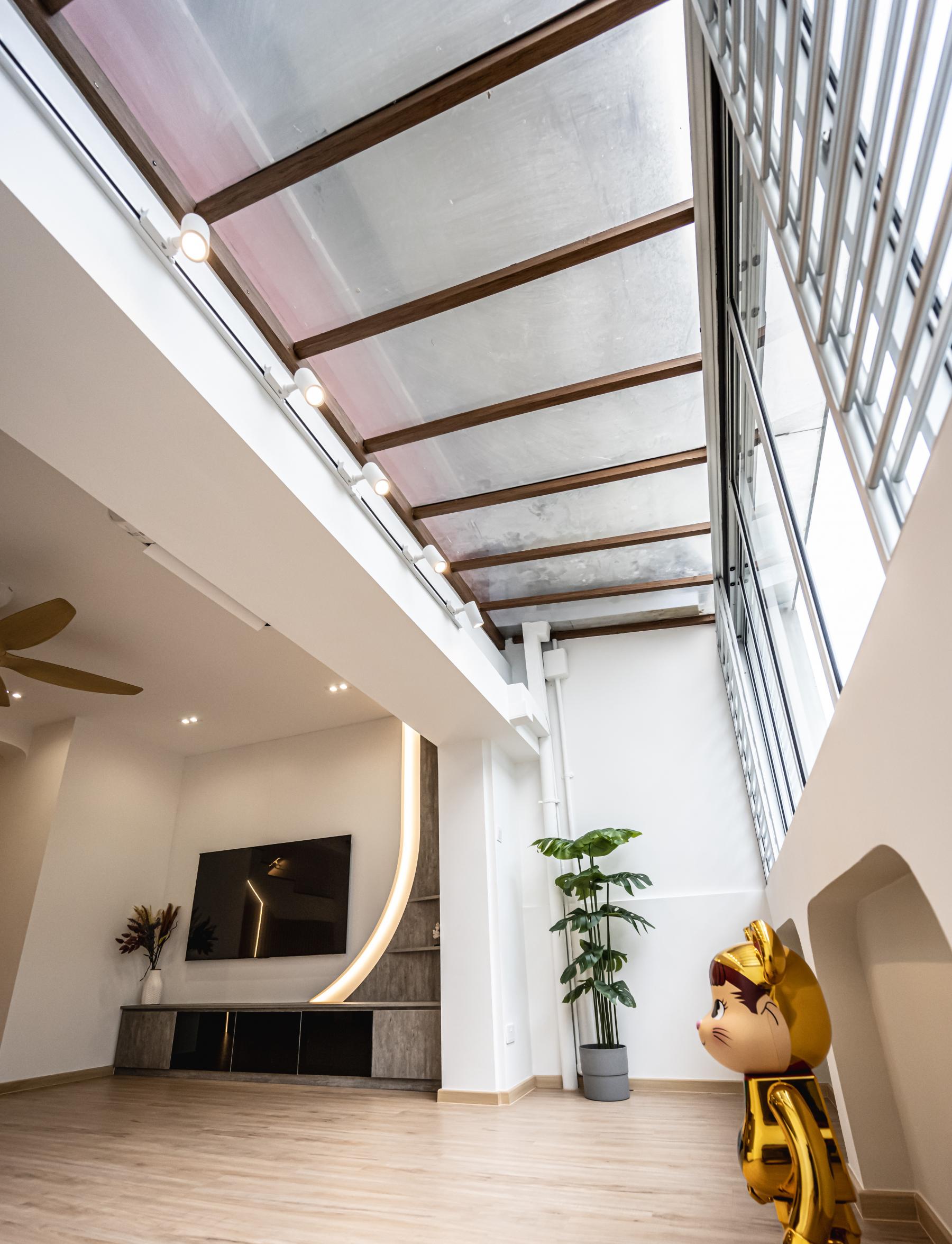 Contemporary Balcony with Bay Window and Window Seat