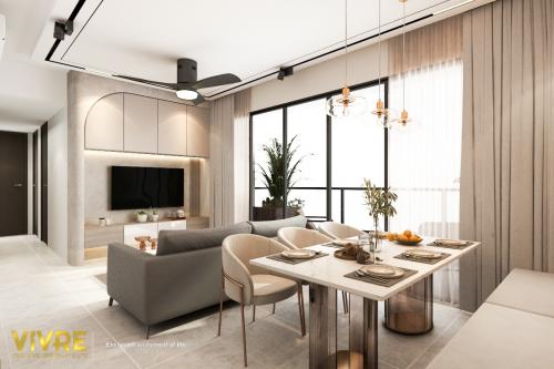 Contemporary Living Room at Parc Clematis Condominium