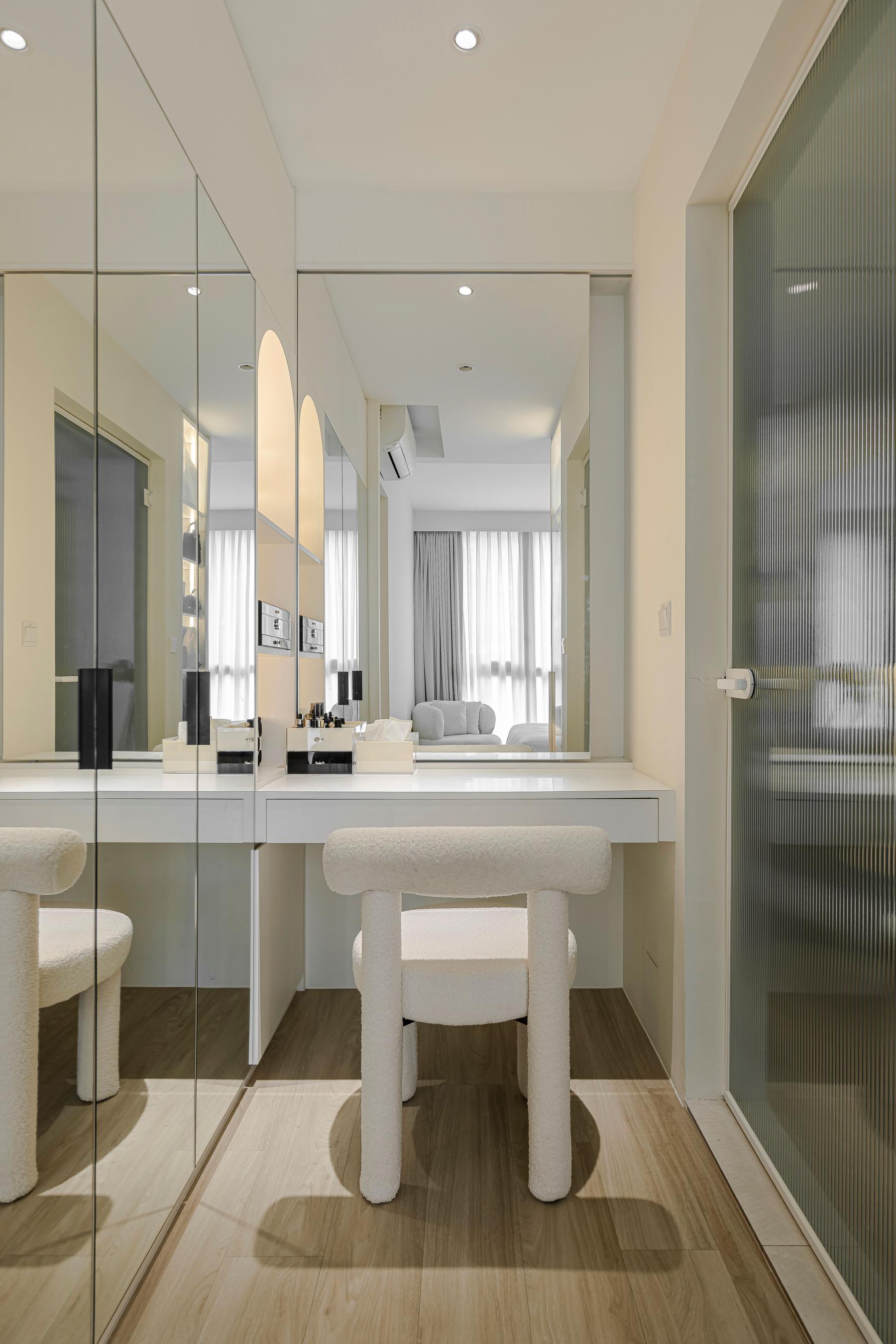 Scandinavian Bedroom with Mirror and Wardrobe