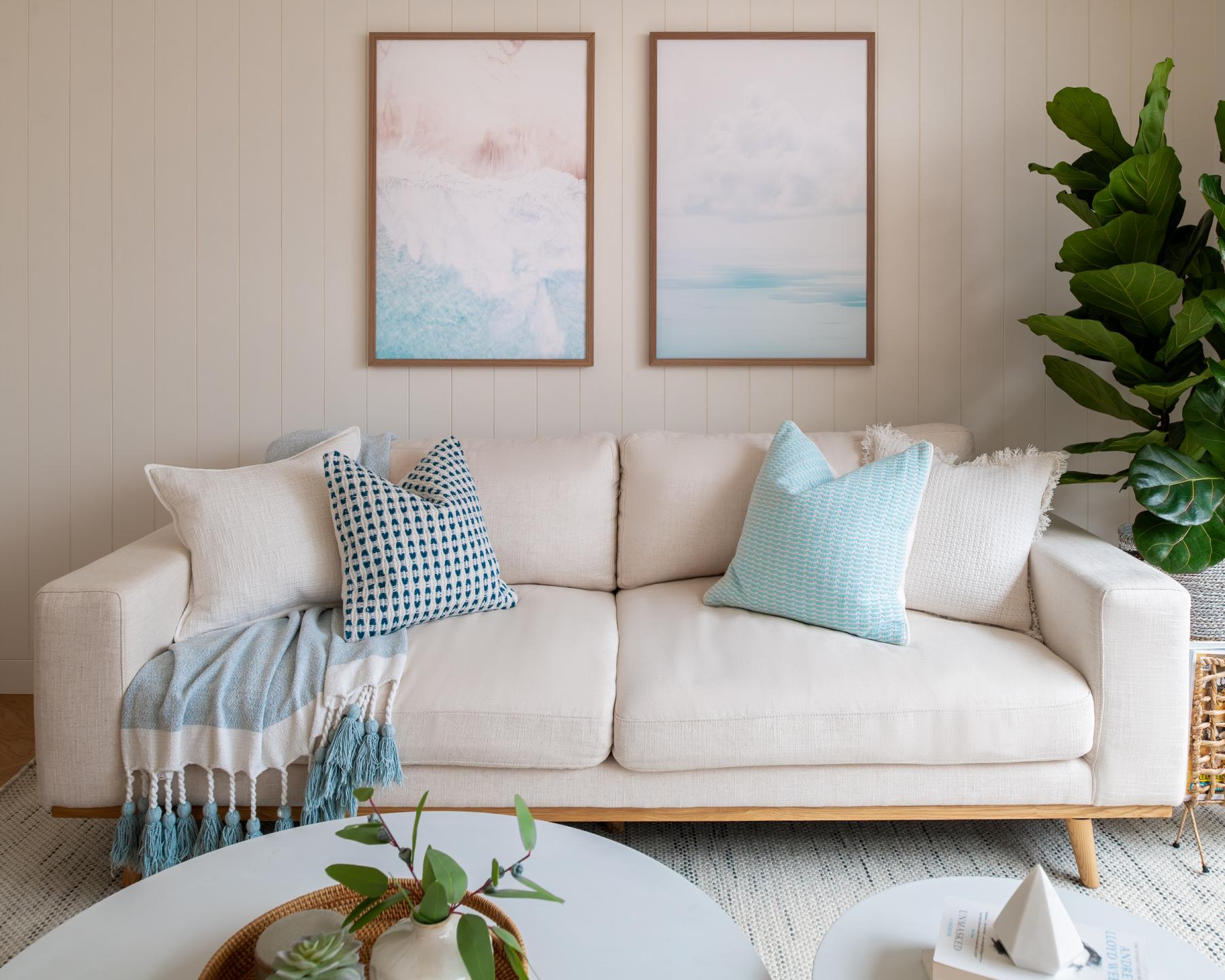 Transitional Living Room with Feature Wall and Carpet