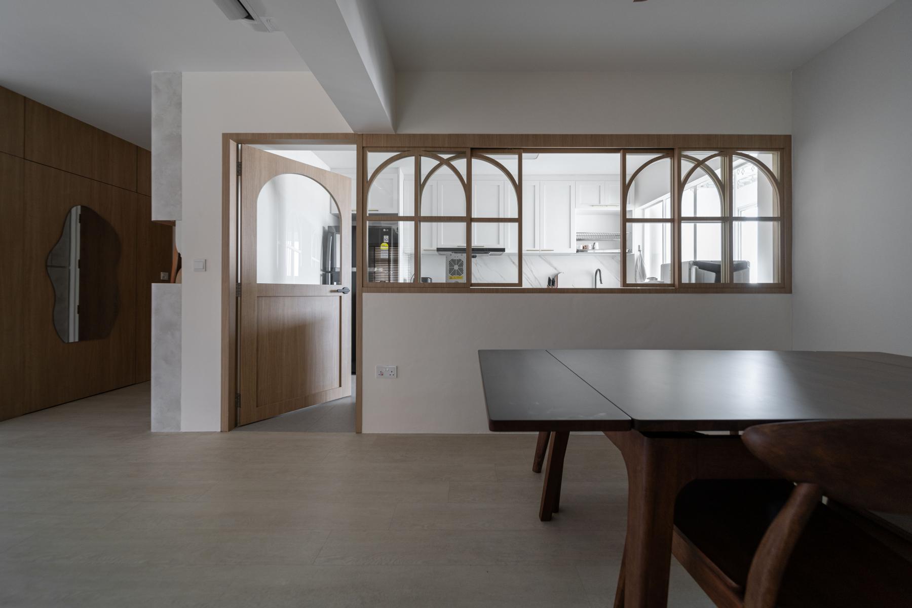 Scandinavian Kitchen with Countertop and Vinyl Flooring