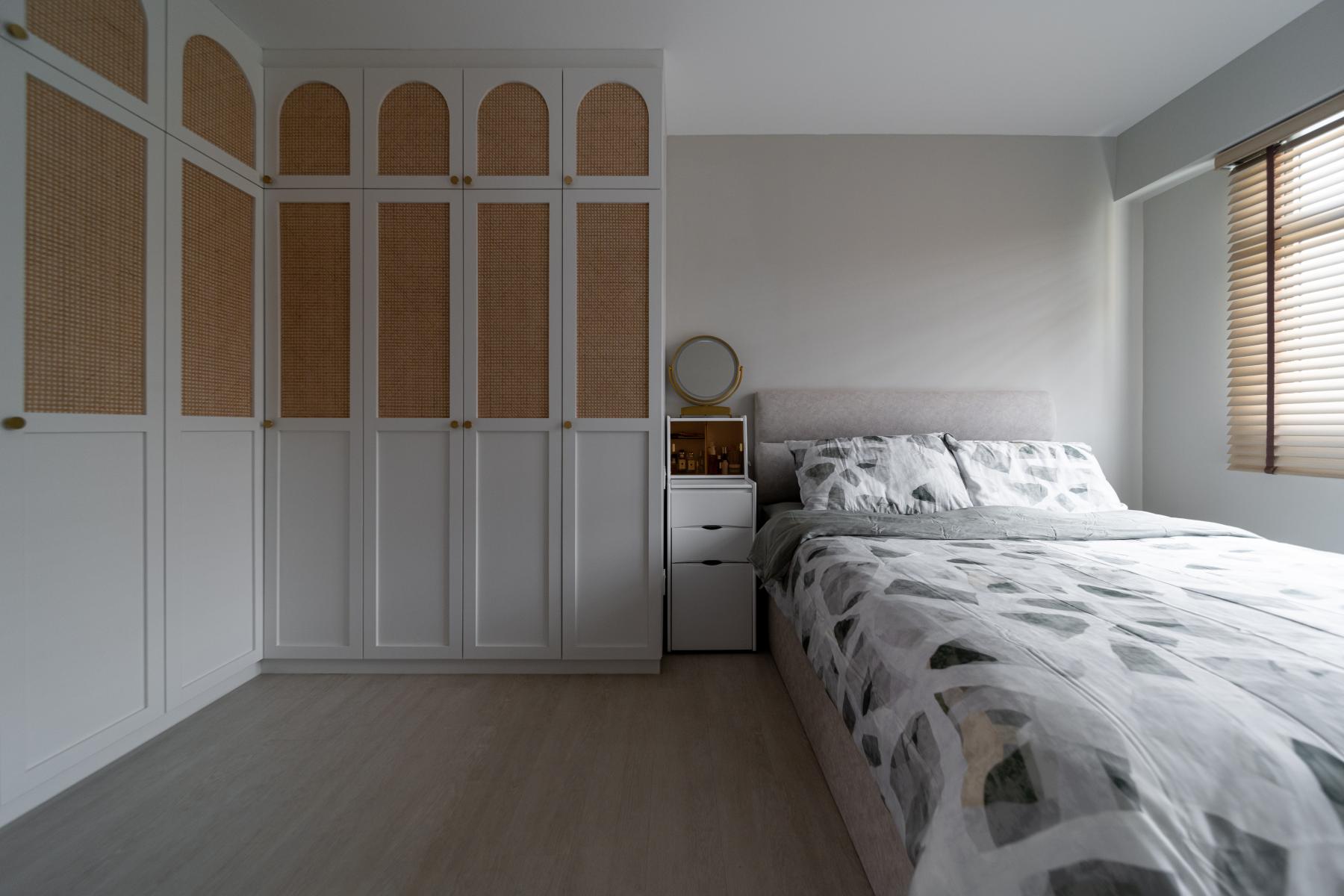Scandinavian Bedroom with Vinyl Flooring and Wardrobe
