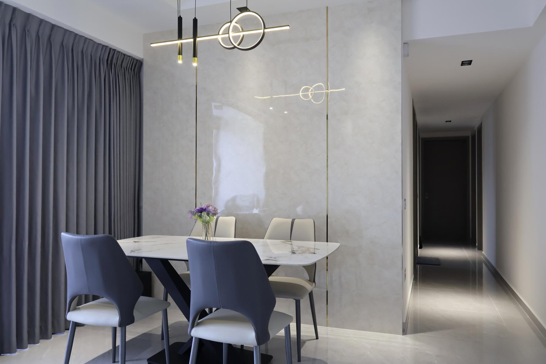 Modern Dining Room with Chandelier and Dining Table