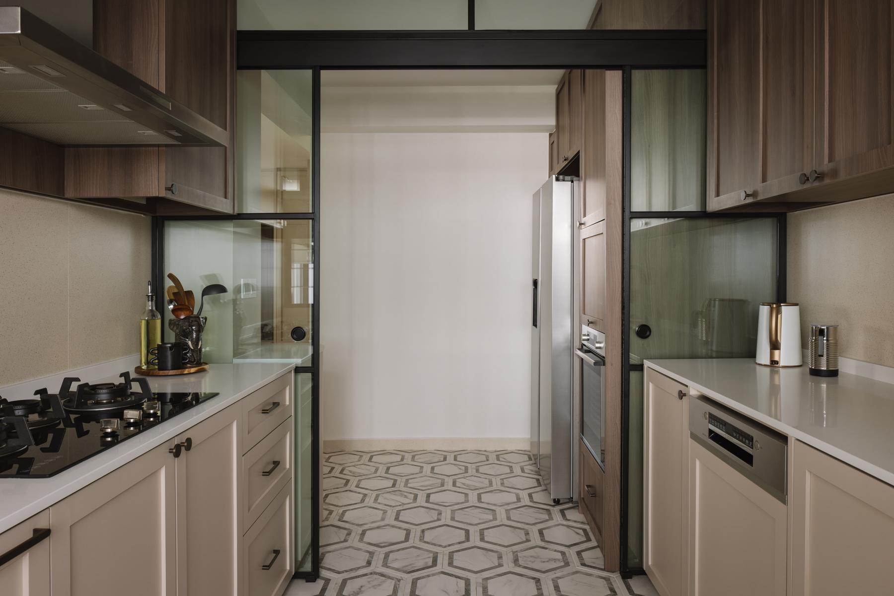 Modern Kitchen with Countertop and Mosaic