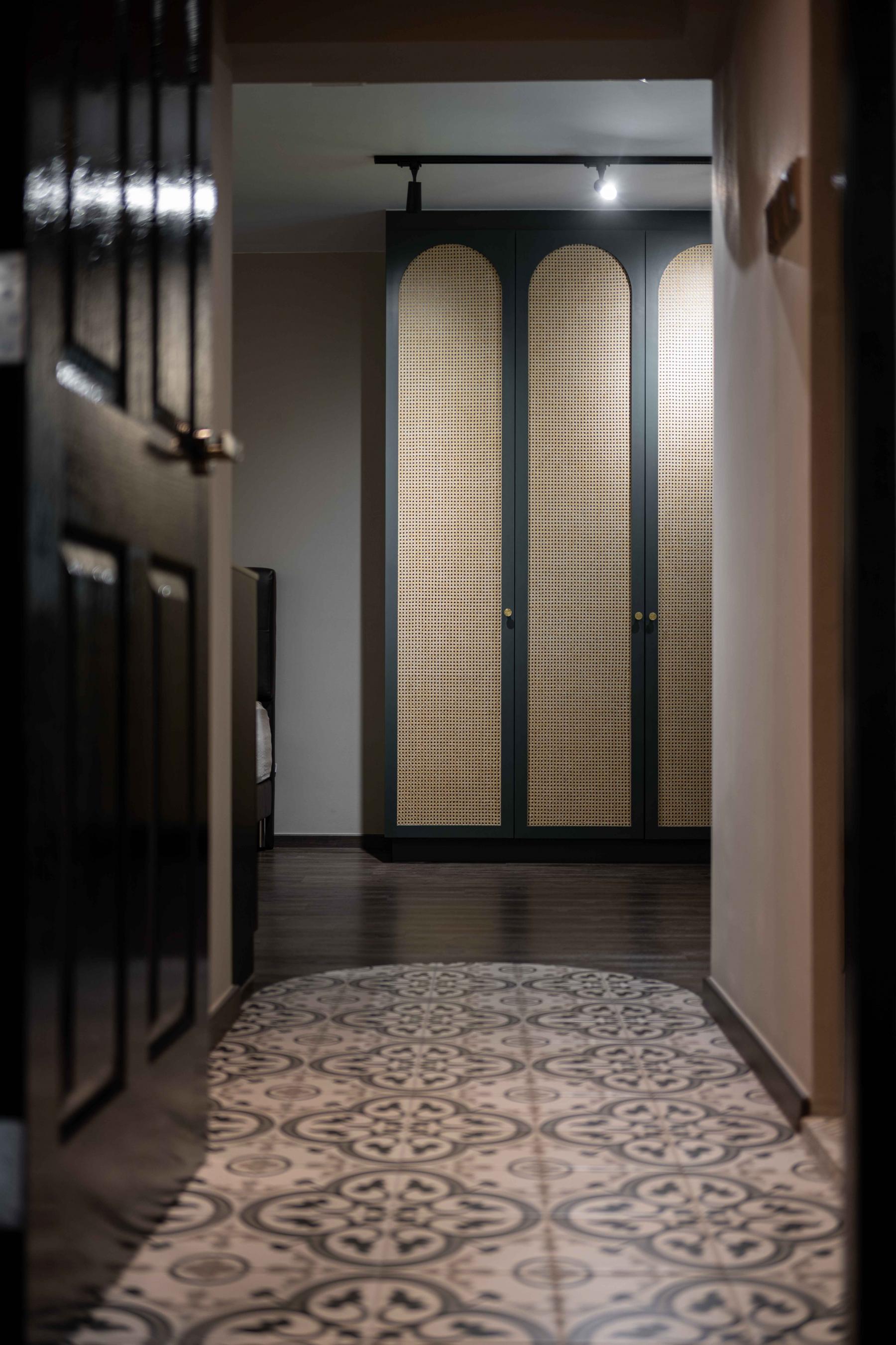 Vintage Bedroom with Ceiling Light and Wardrobe
