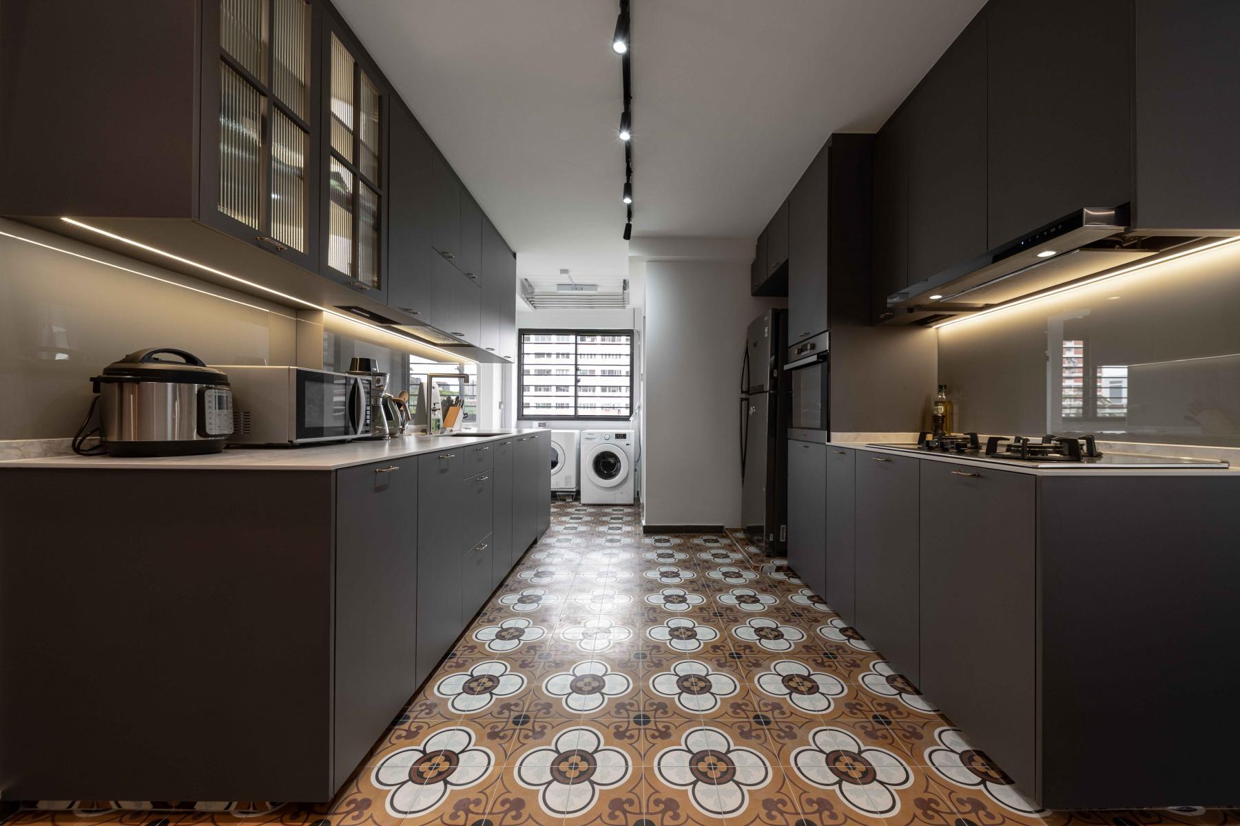 Vintage Kitchen with Countertop and Kitchen Window