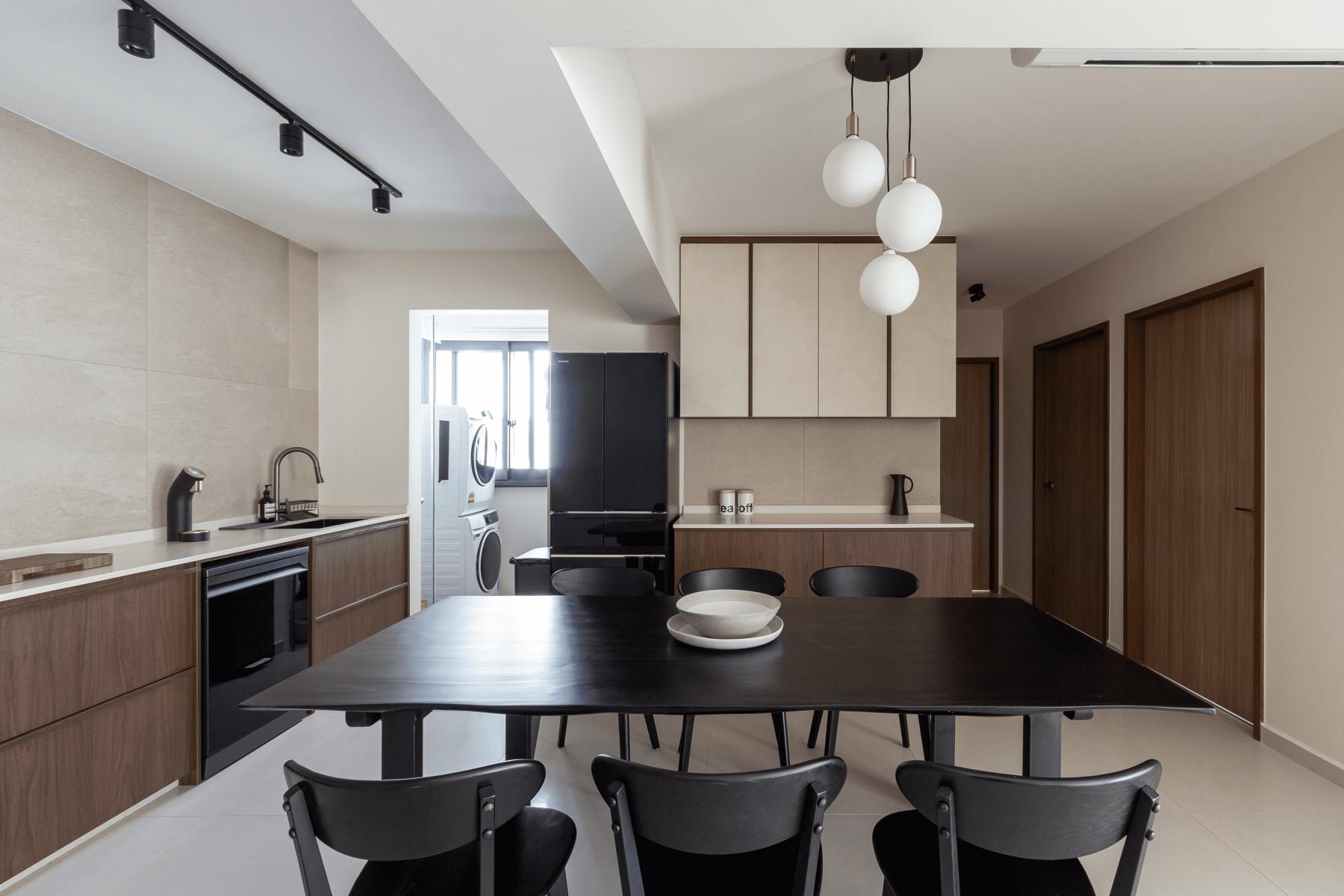 Vintage Dining Room with Drop Light and Dining Table