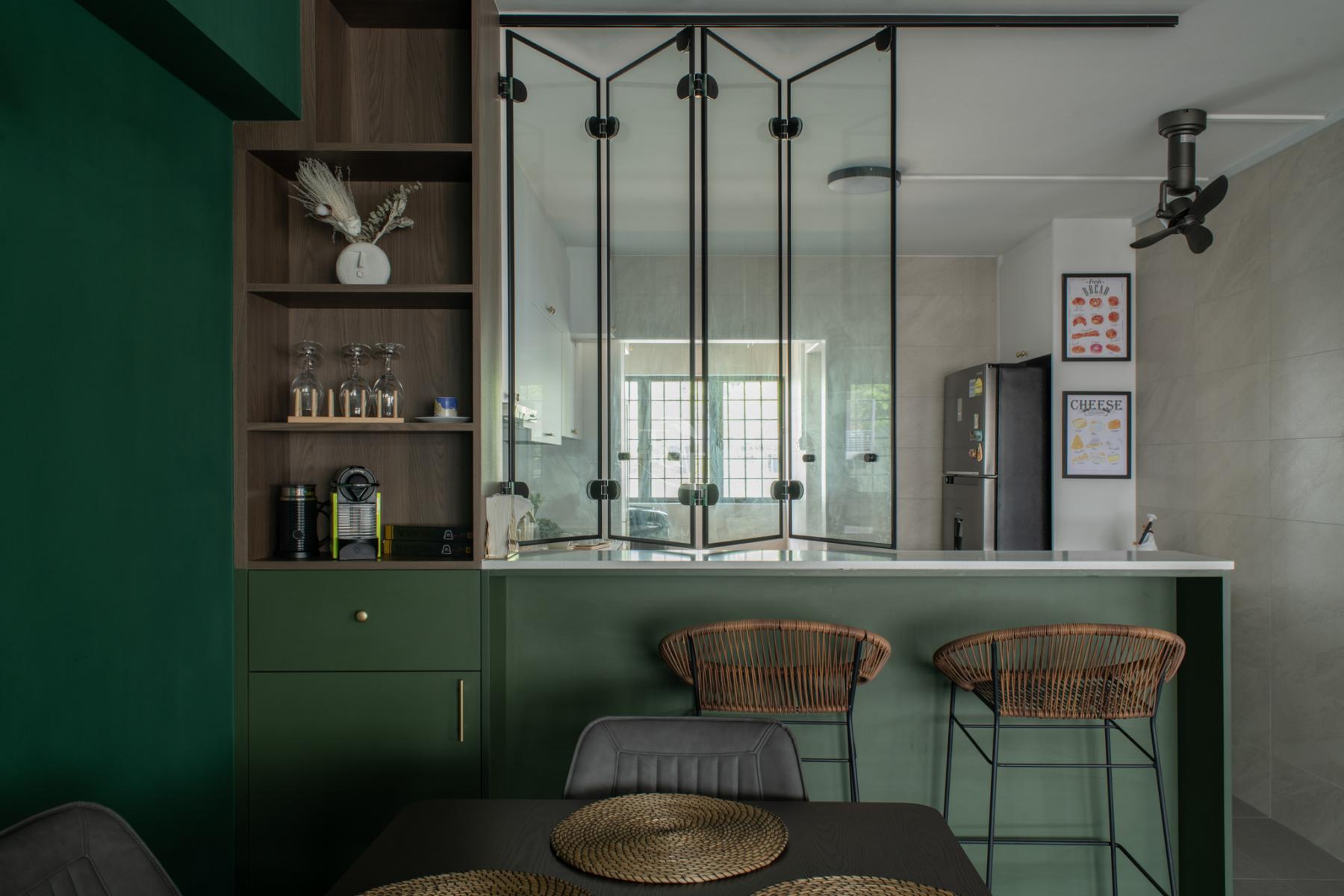 Modern Pantry with Kitchen Island and Console Table