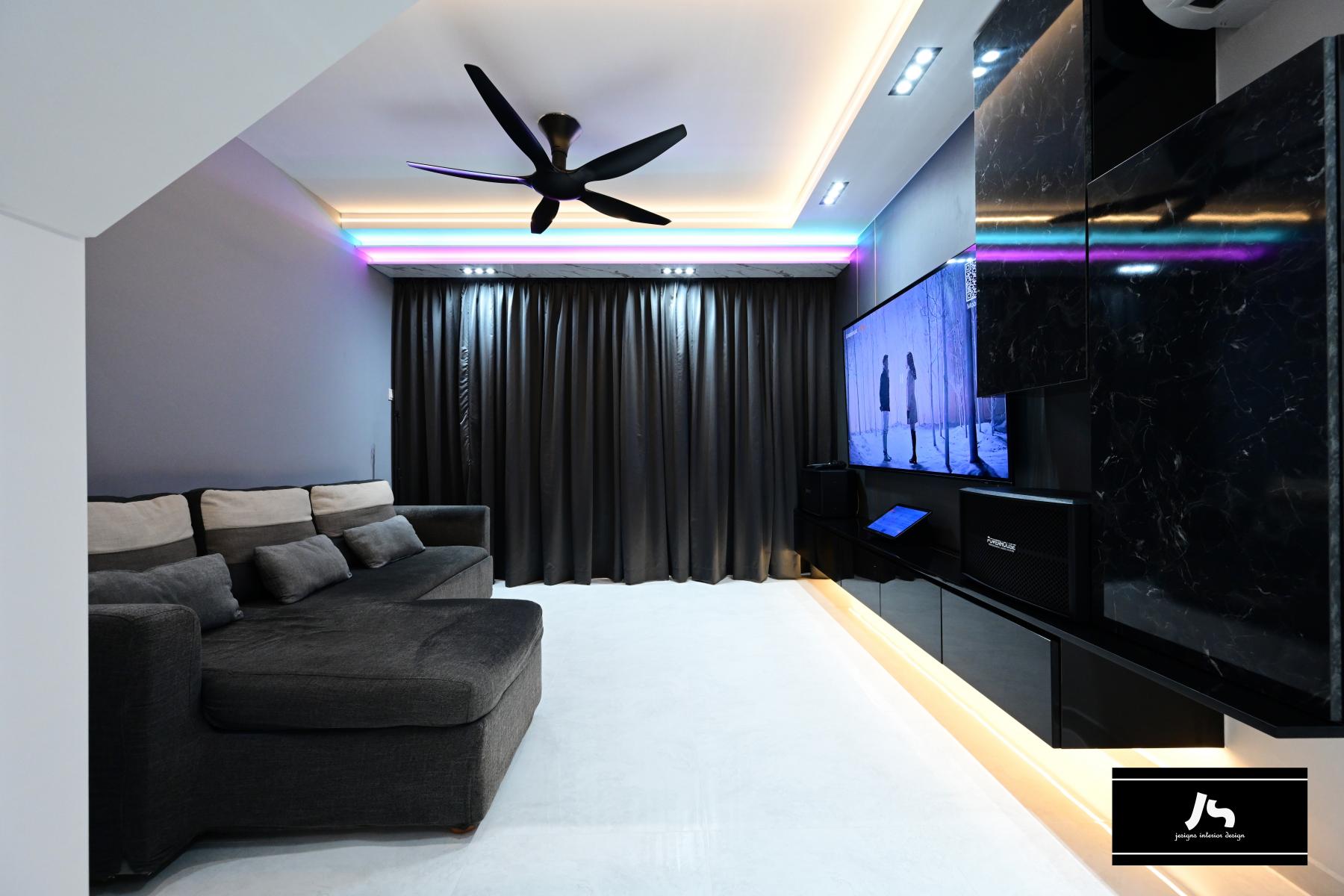 Modern Living Room with Feature Wall and Sofa