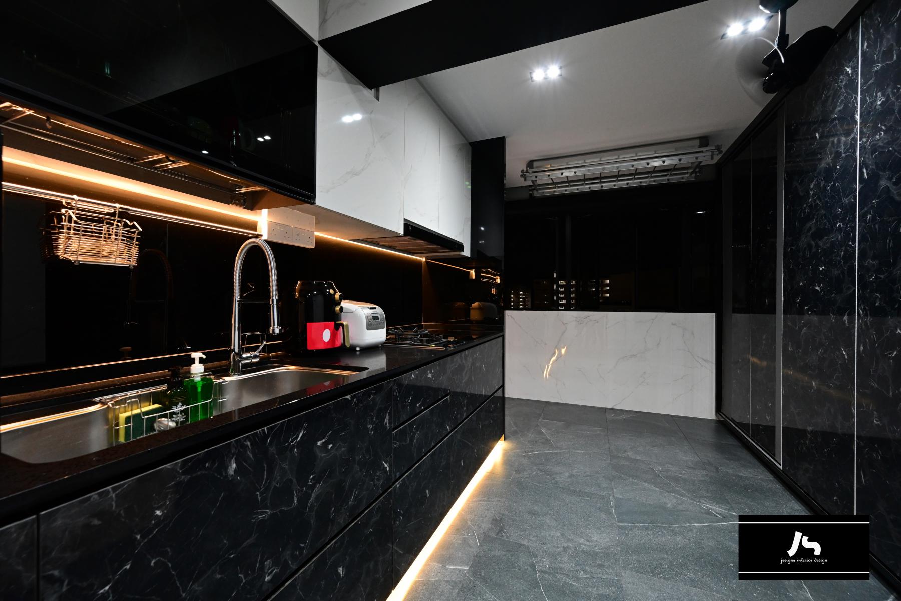Modern Kitchen with Kitchen Window and Cupboard