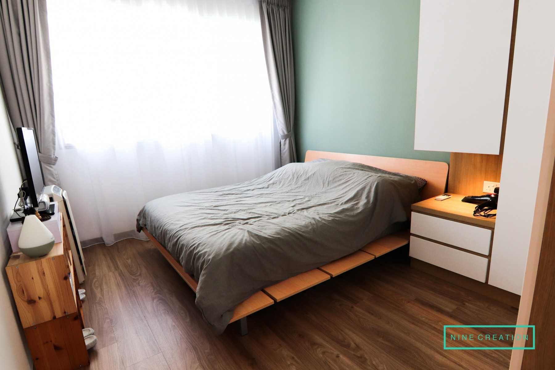 Scandinavian Bedroom with Vinyl Flooring and Wardrobe