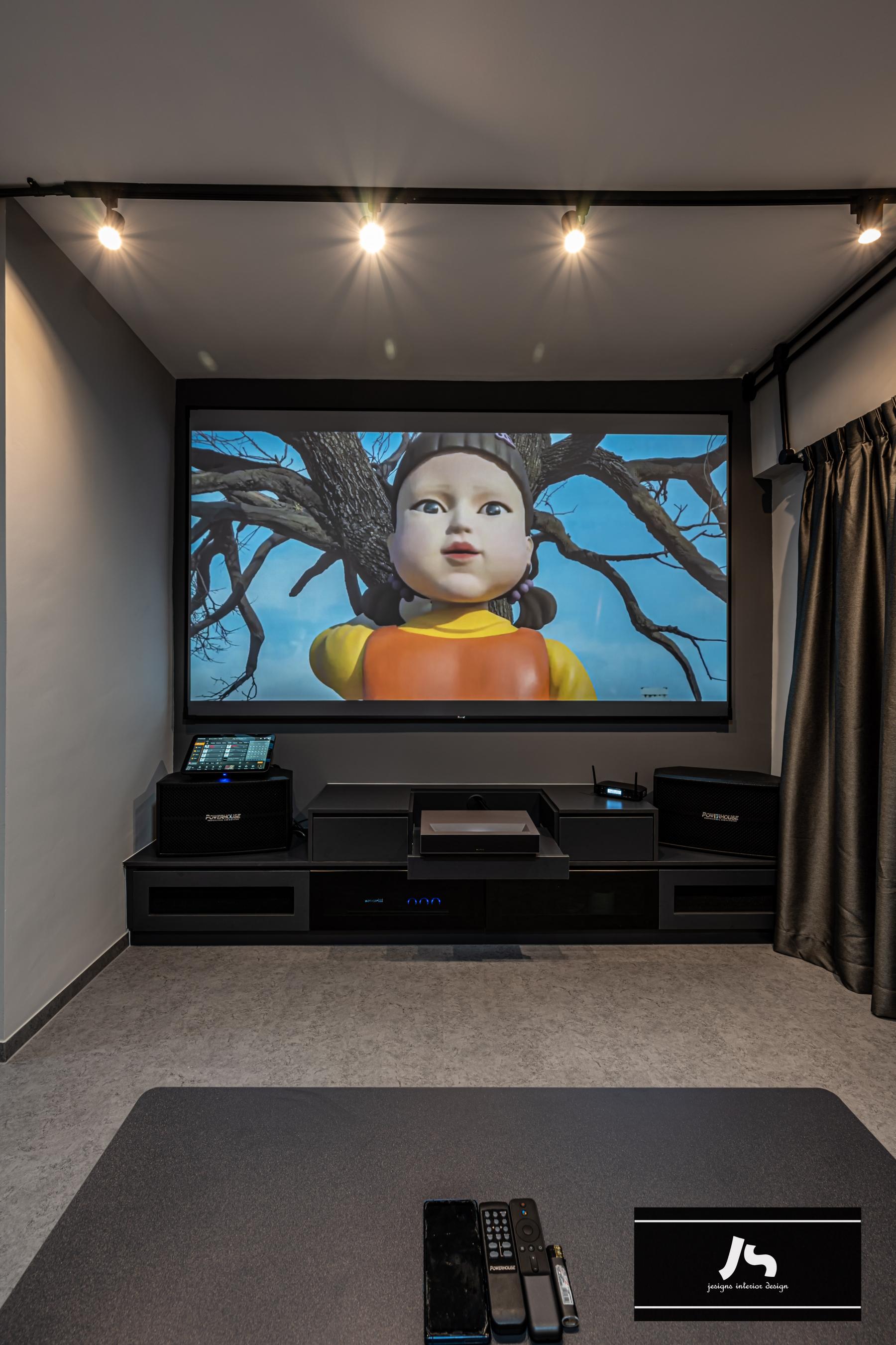 Modern Living Room with TV Console and Feature Wall