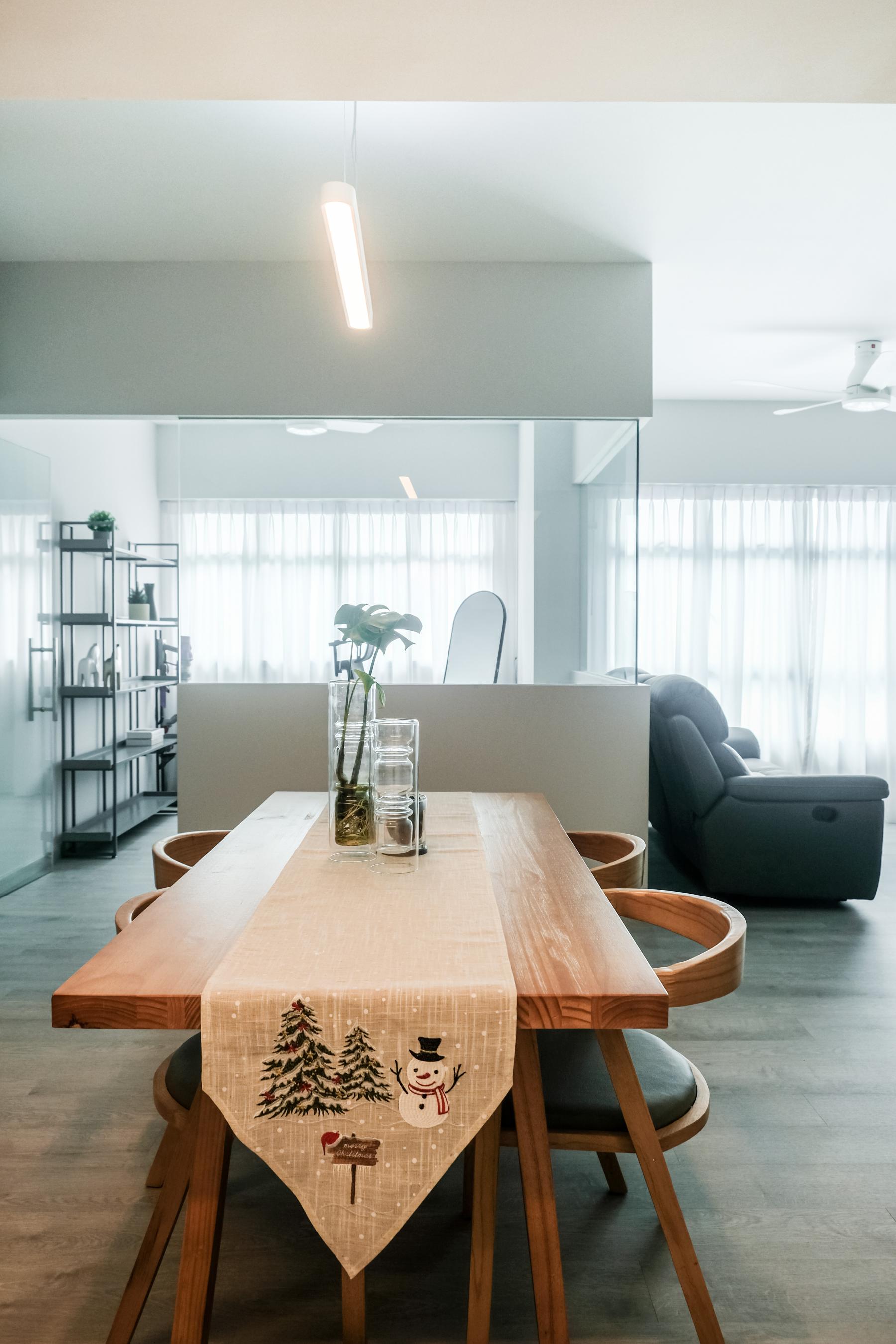 Modern Dining Room with Vinyl Flooring and Sofa