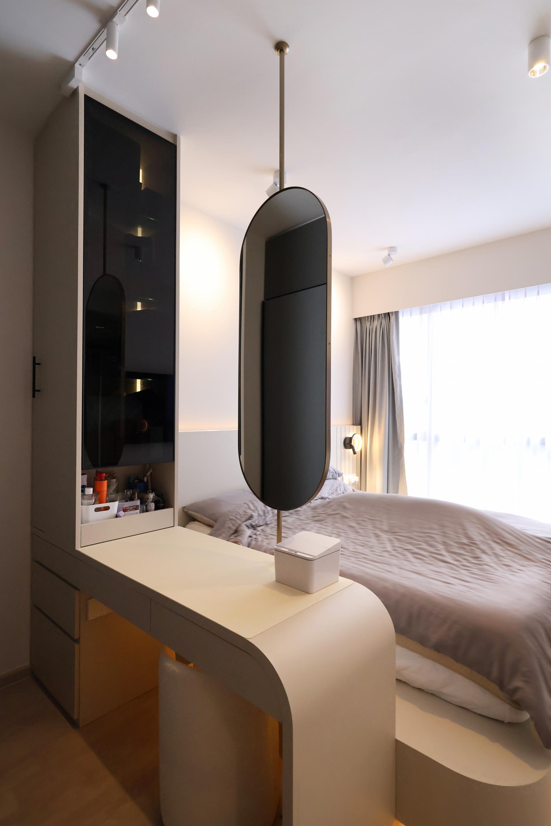 Minimalist Bedroom with Ceiling Light and Wardrobe
