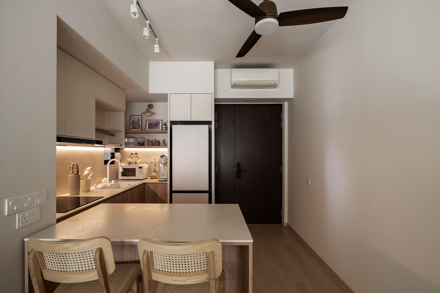 Scandinavian Kitchen with Countertop and Kitchen Island