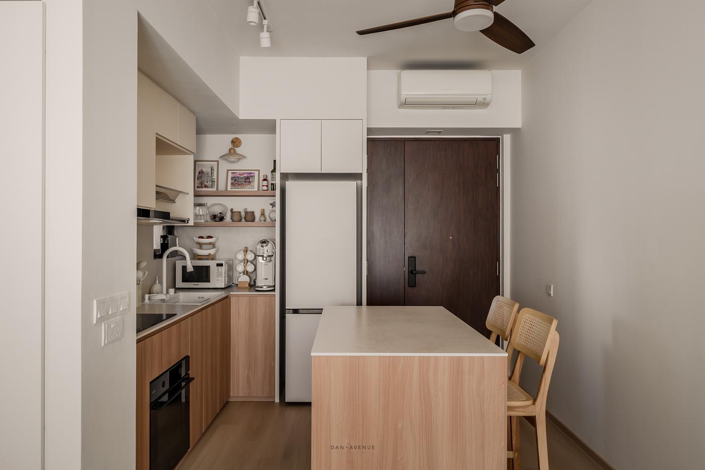 Scandinavian Kitchen with Countertop and Kitchen Island