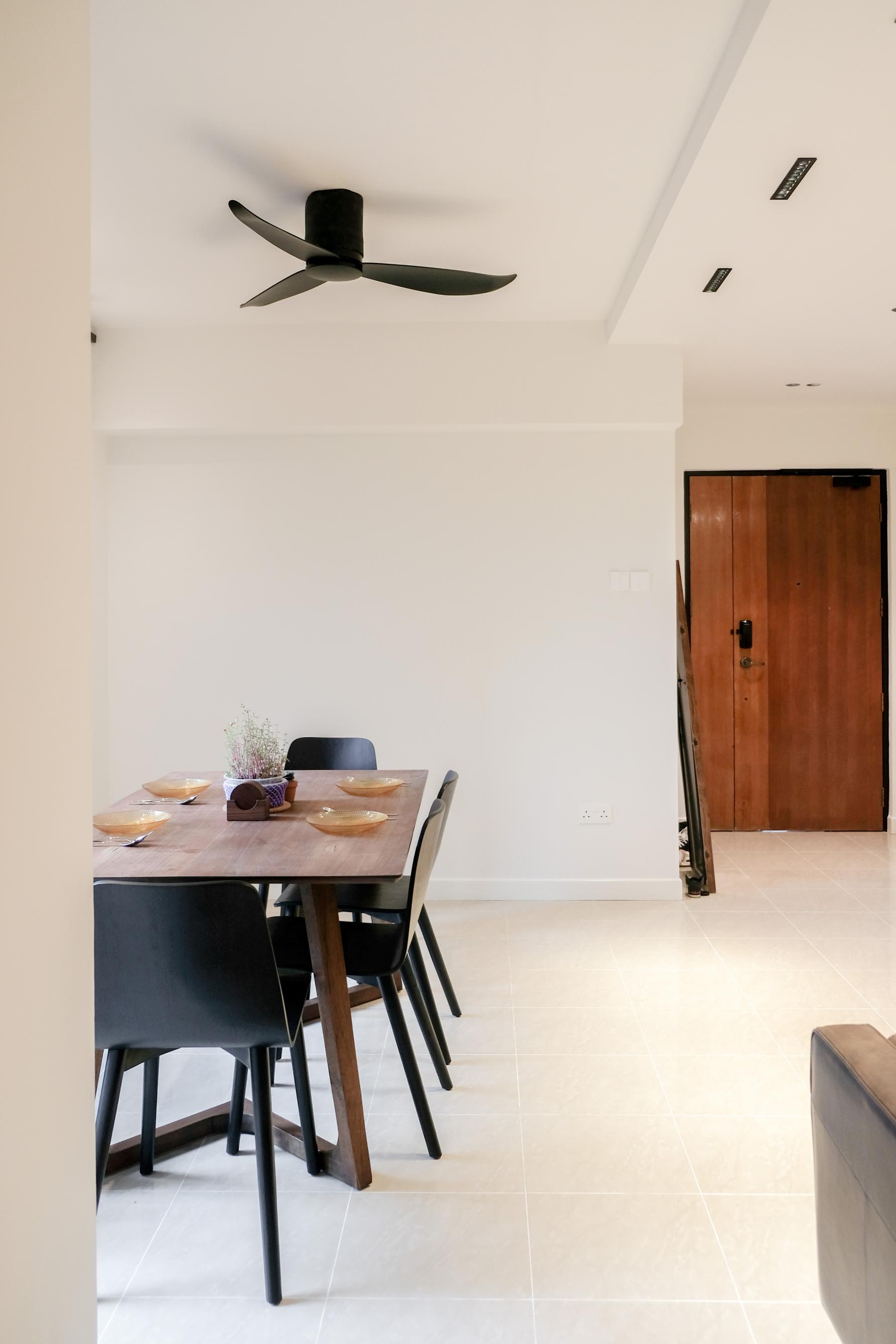 Transitional Dining Room with Drop Ceiling and Downlights