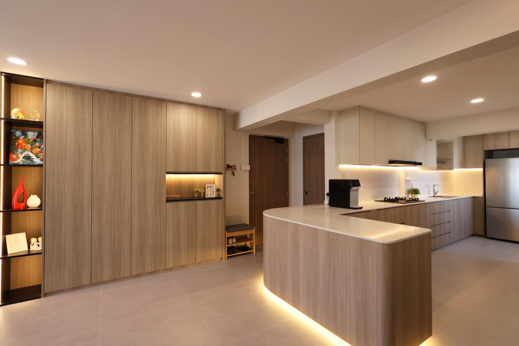 Contemporary Living Room with TV Console and Ceiling Light