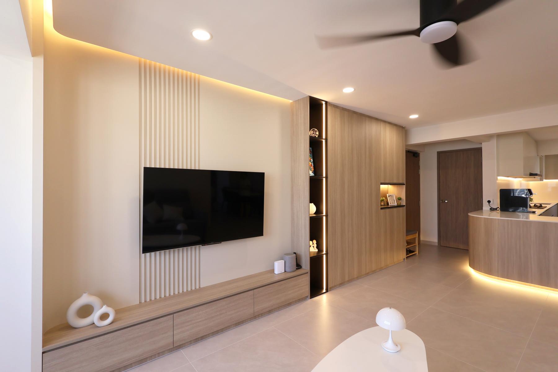 Contemporary Living Room with TV Console and Sofa