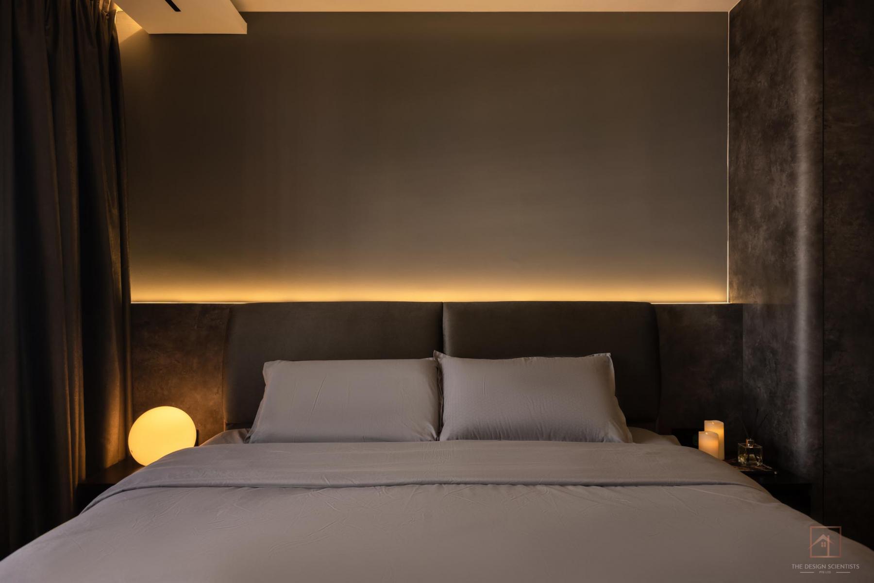 Contemporary Bedroom with Cove Lighting and Wardrobe