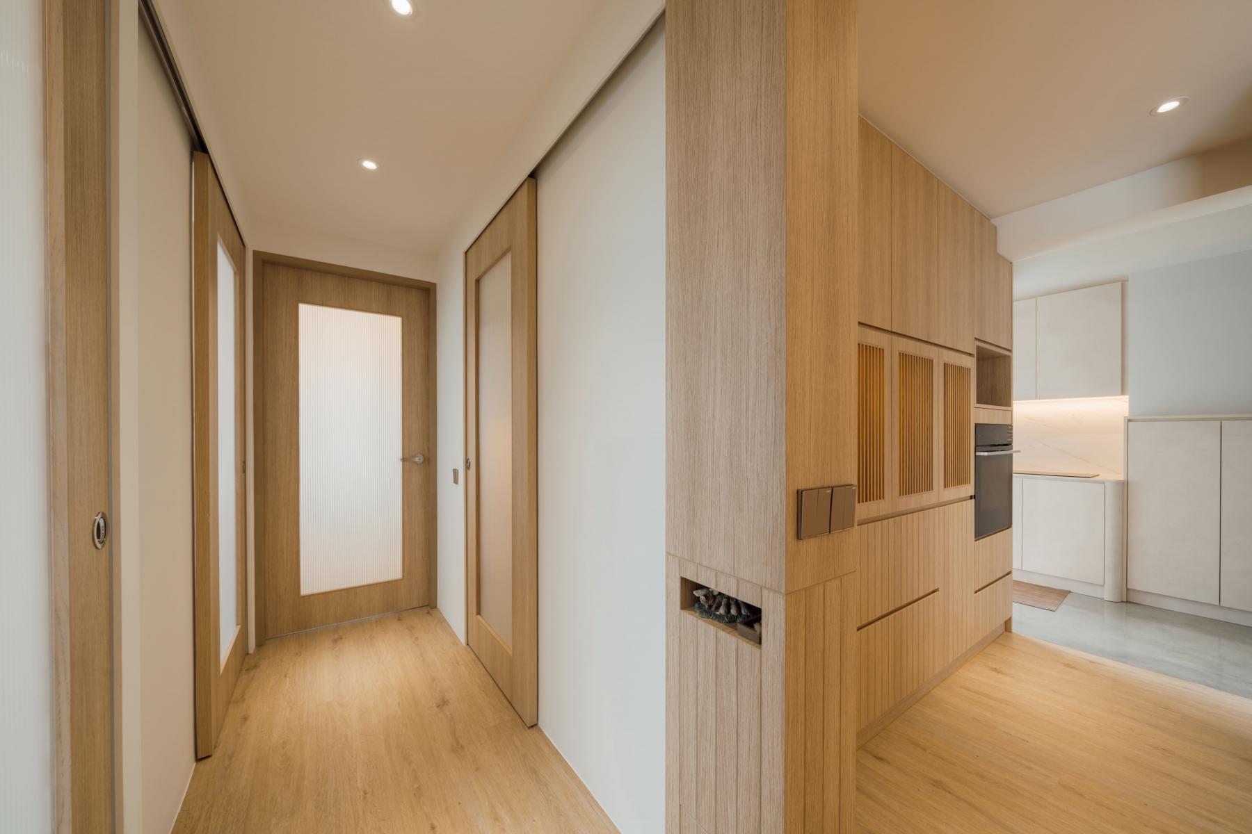 Scandinavian Kitchen with Countertop and Vinyl Flooring