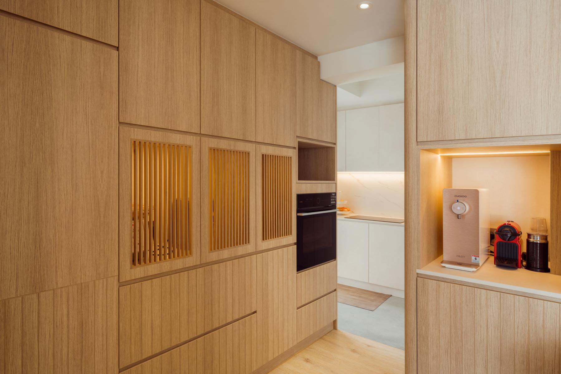 Scandinavian Kitchen with Countertop and Vinyl Flooring