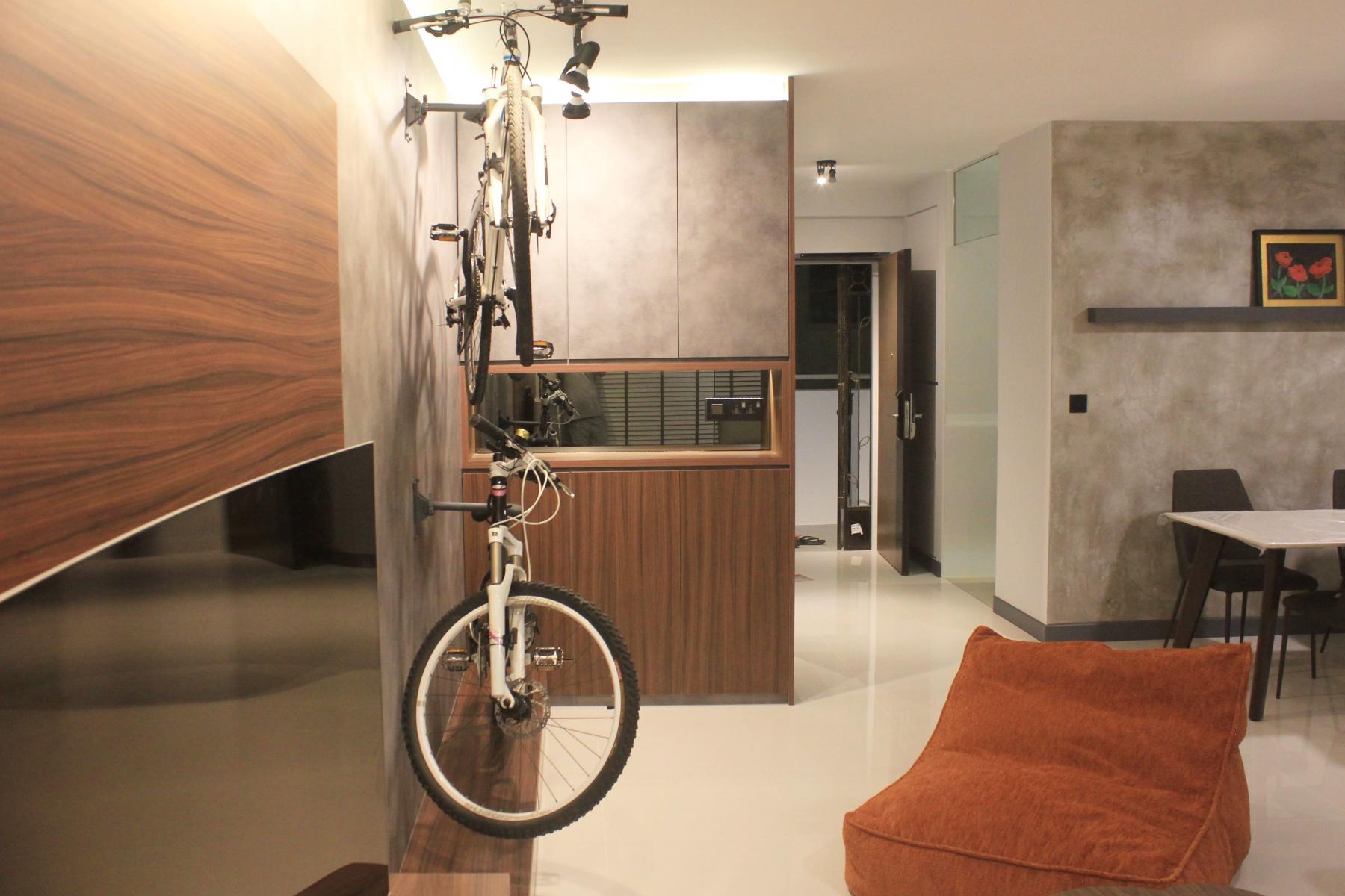 Modern Entryway with Mirror and Seating Bench