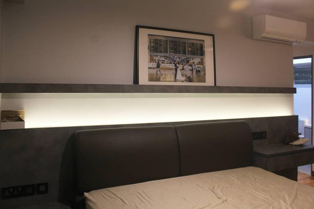 Modern Bedroom with Platform Bed and Vinyl Flooring