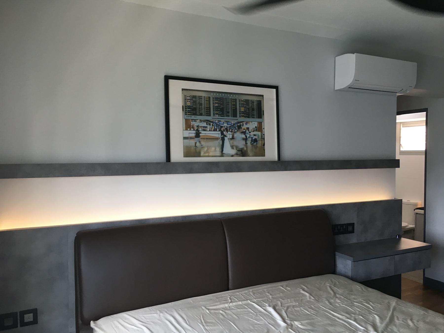 Modern Bedroom with Wood Flooring and Queen Bed