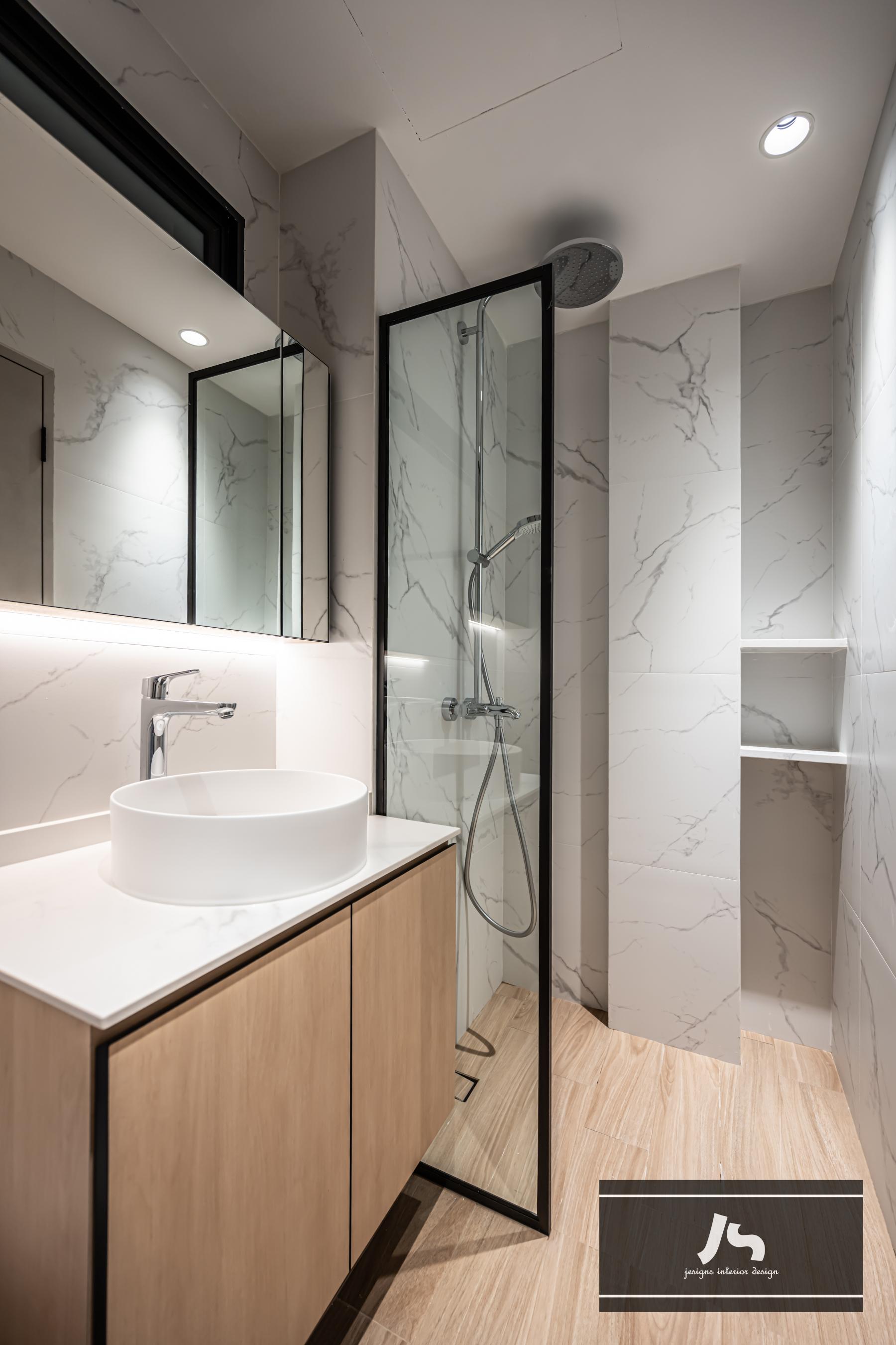Modern Bathroom with Bathroom Storage and Bathroom Sinks