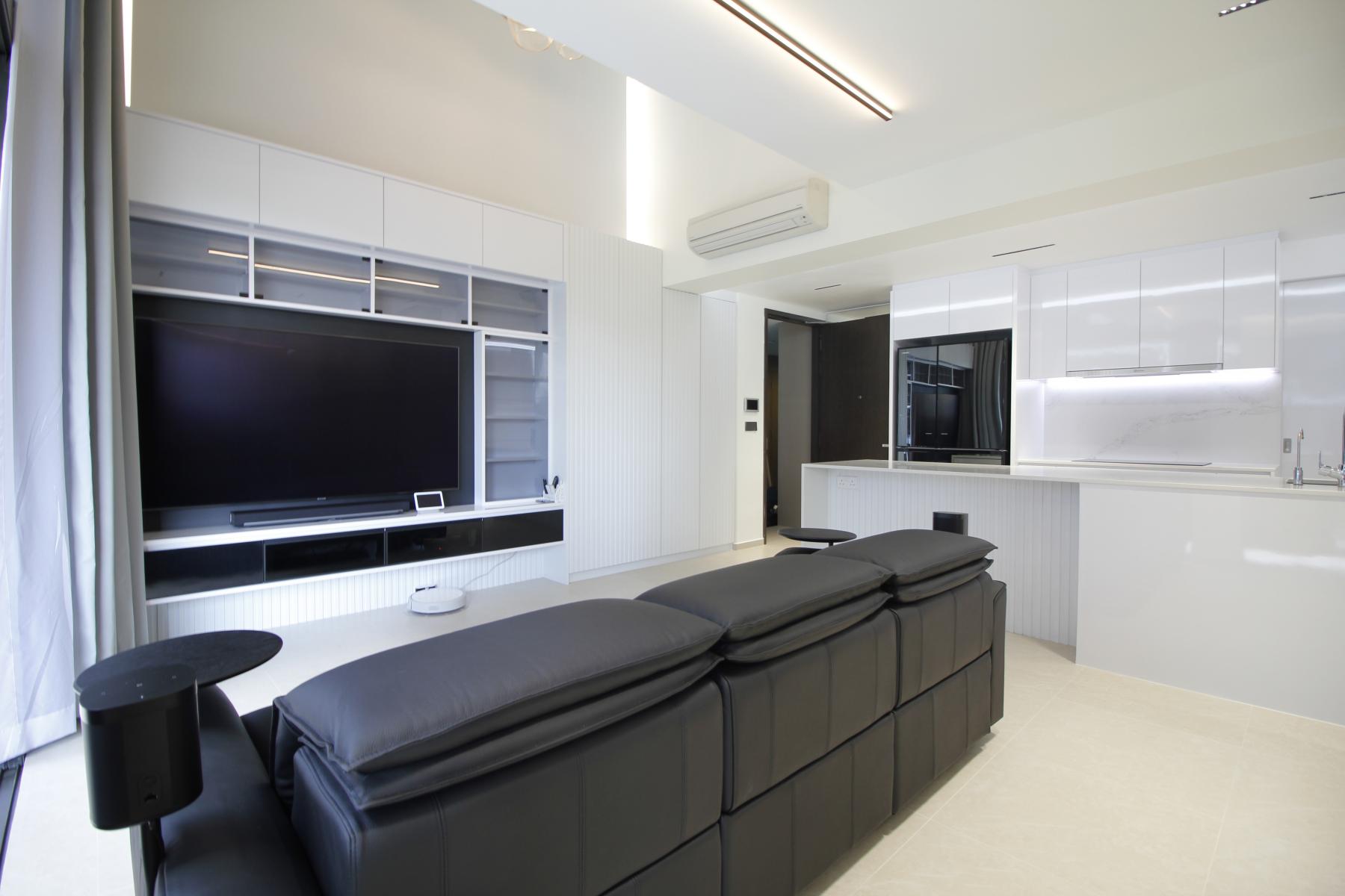 Modern Living Room with TV Console and Feature Wall