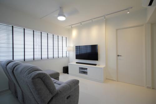 Contemporary Living Room at White Minimalist