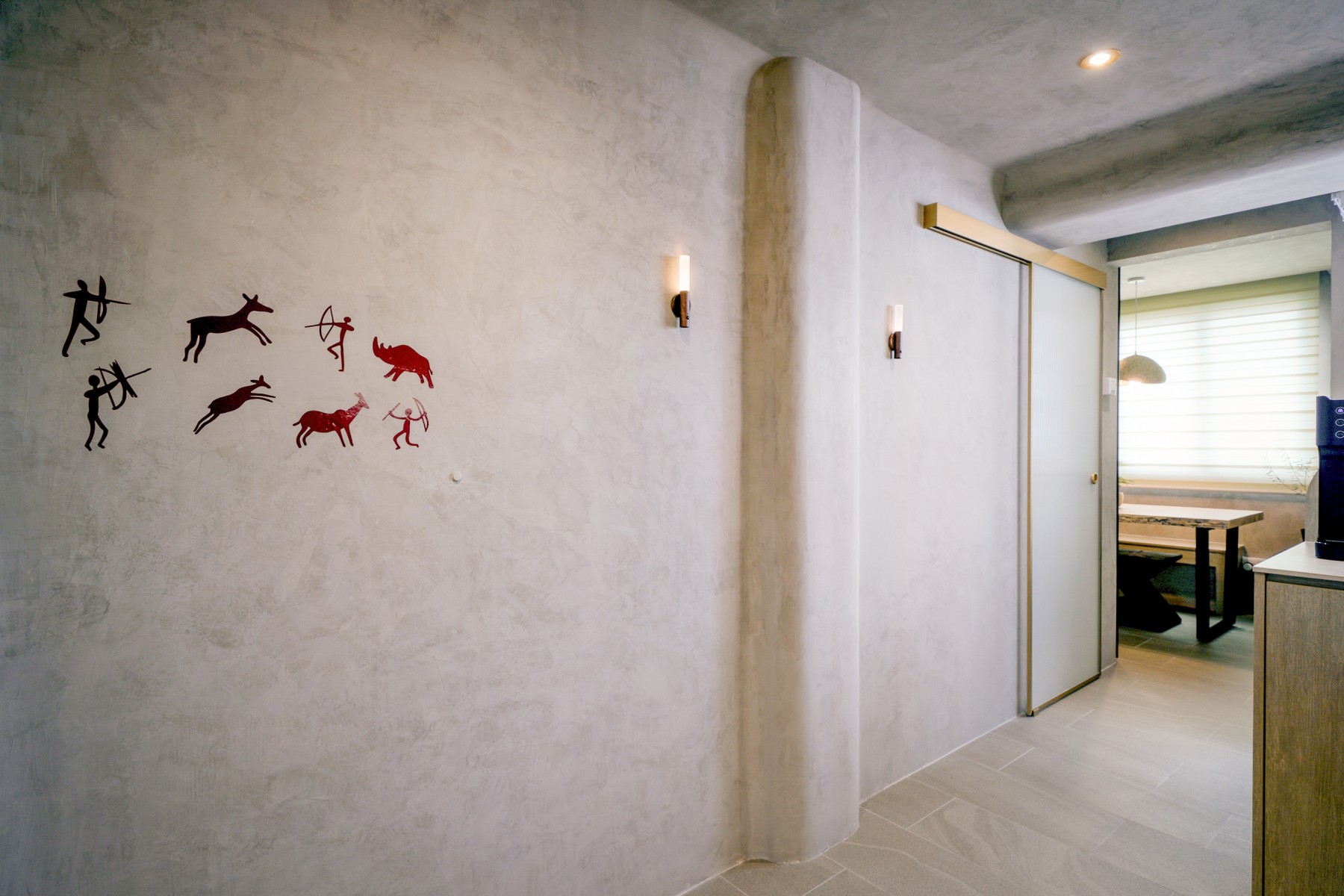 Scandinavian Hallway with Artwork and Paintings