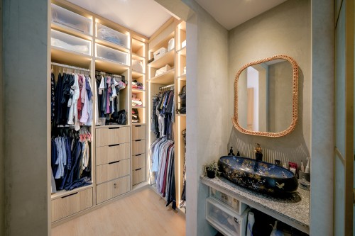 Scandinavian Walk-in Wardrobe at Minimalist Zen Forge
