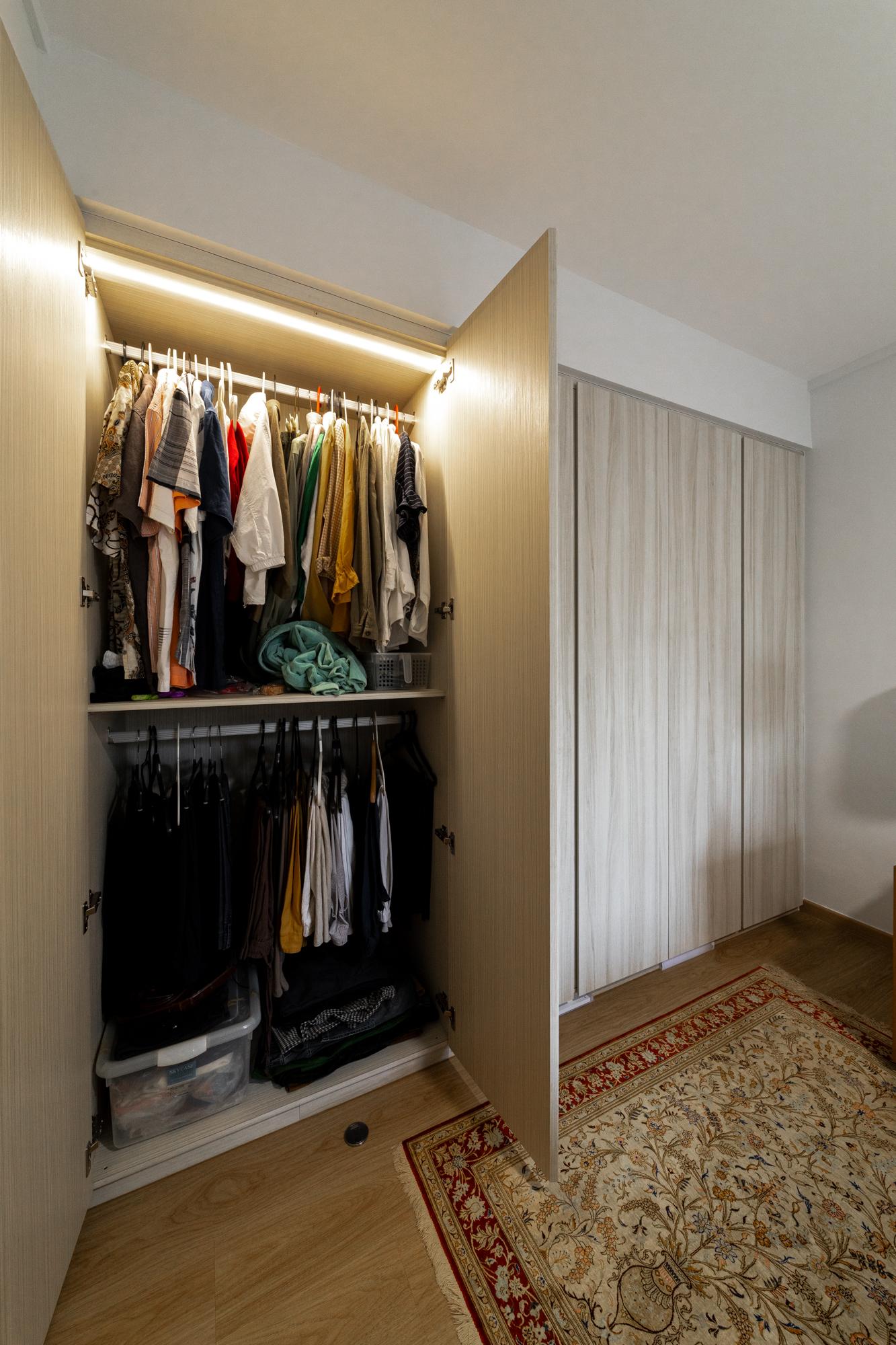Transitional Bedroom with Vinyl Flooring and Wardrobe