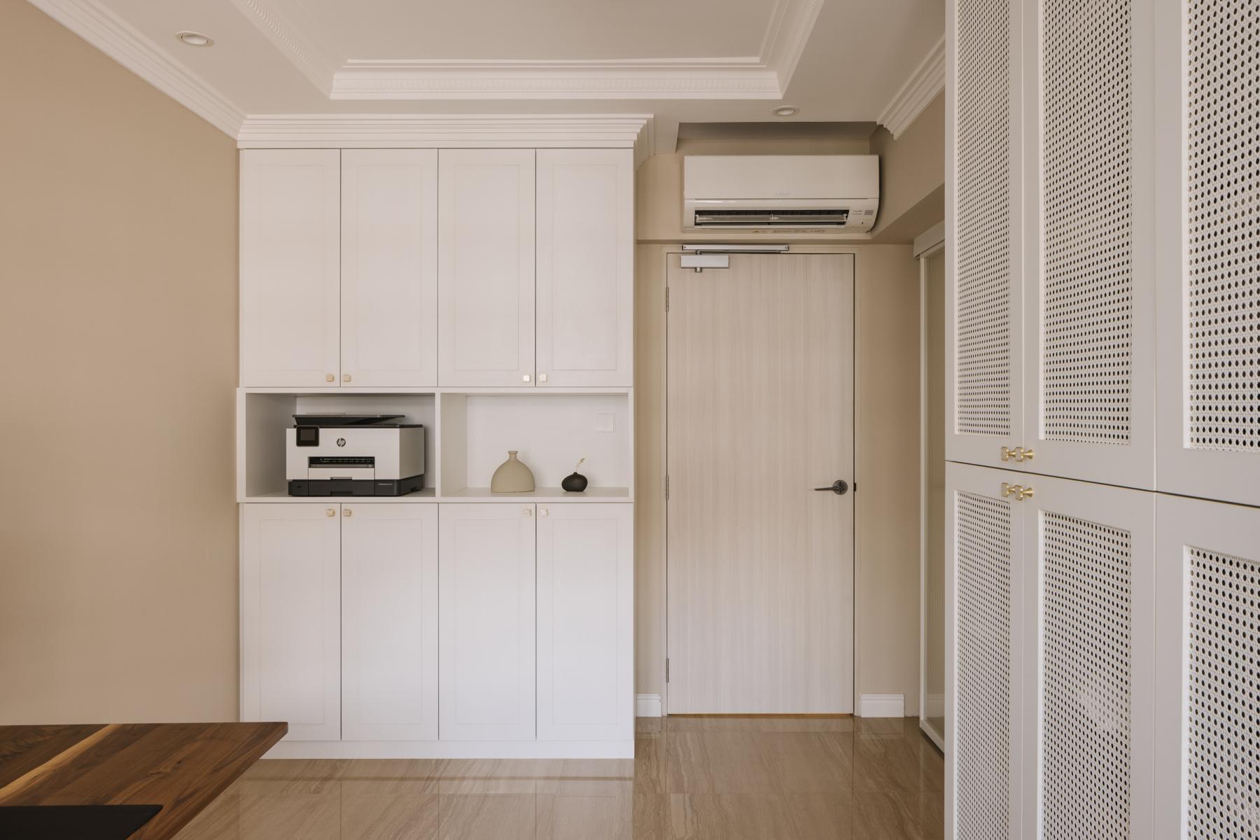Modern Study with Bookshelf and Storage Cabinets