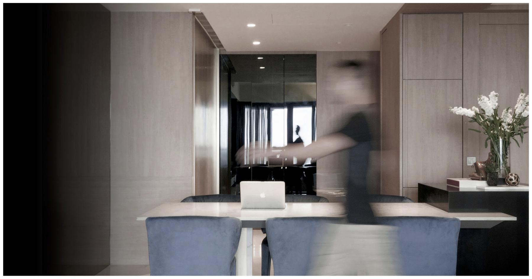 Modern Dining Room with Kitchen Island and Dining Table
